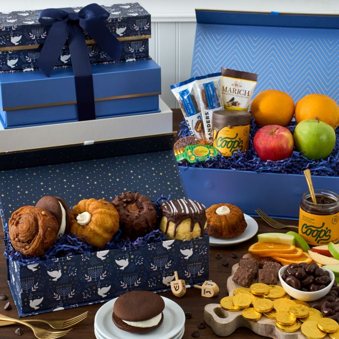 Hanukkah Fruit And Baked Goods Gift Tower