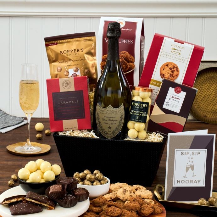 Champagne And Truffles Gift Basket Dom Perignon