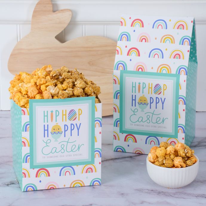 Happy Hoppy Easter Mixed Cheesy Cheddar And Caramel Popcorn Gift