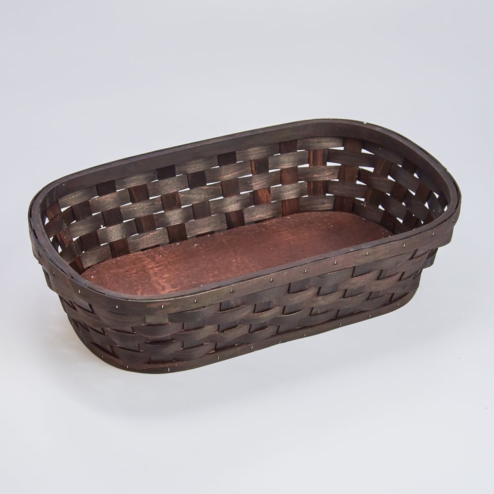 Vertical Chipwood Weave - Medium Vertical Dims OVAL - Dark Stain                                     