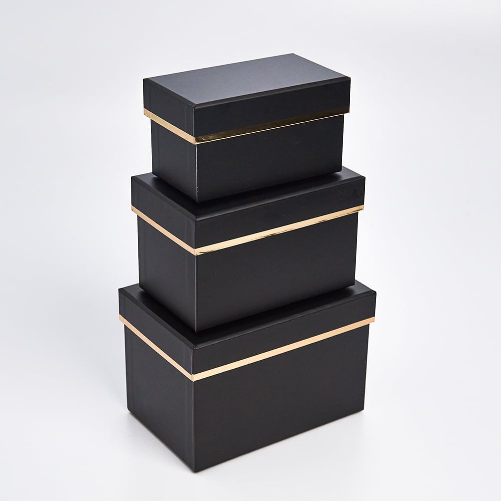 Tower - 3-tier - Black with Gold Stripe on Lid Rim                                                   