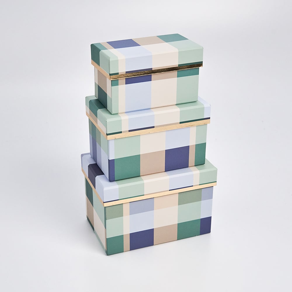 Tower - 3-tier - Blue Watercolor Plaid                                                               