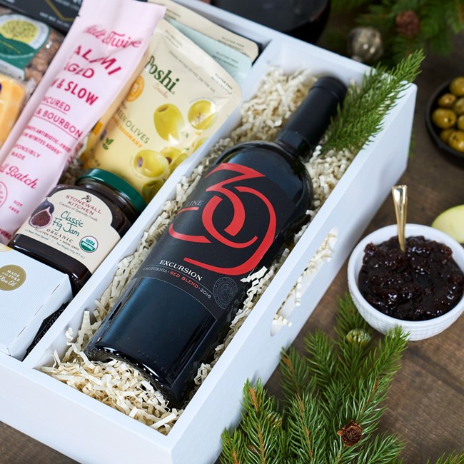 Christmas Charcuterie and Wine Gift Crate