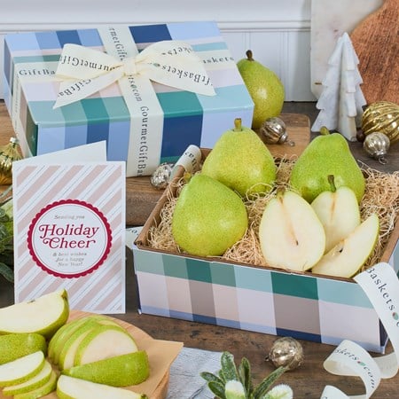 Happy Holidays Pears Fruit Gift Box