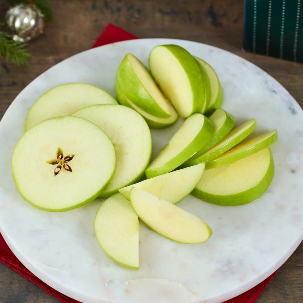 Happy Holidays Green Apples Fruit Gift Tower