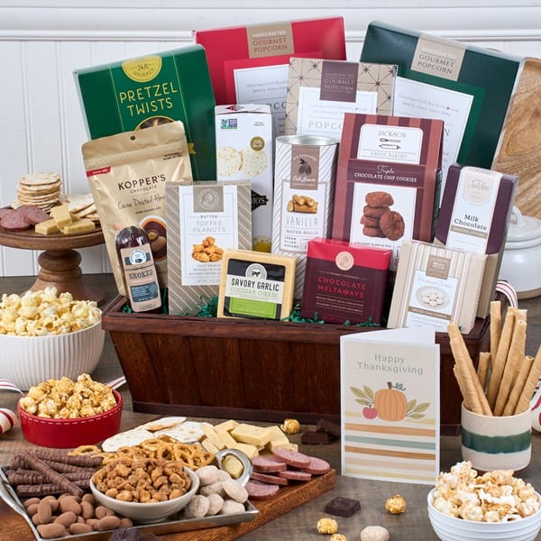 Deluxe Thanksgiving Snack & Gourmet Chocolate Gift Basket