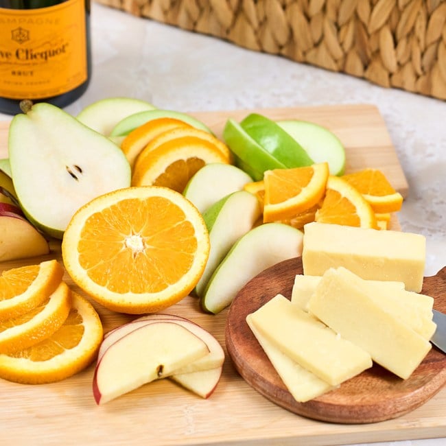 Veuve Champagne Fruit Cheese and Caramel