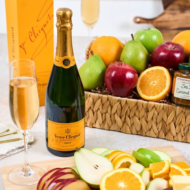Veuve Champagne Fruit Cheese and Caramel