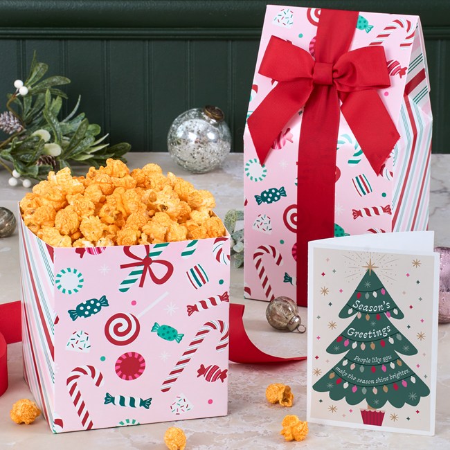 Happy Holidays Cheesy Cheddar Popcorn Gift 