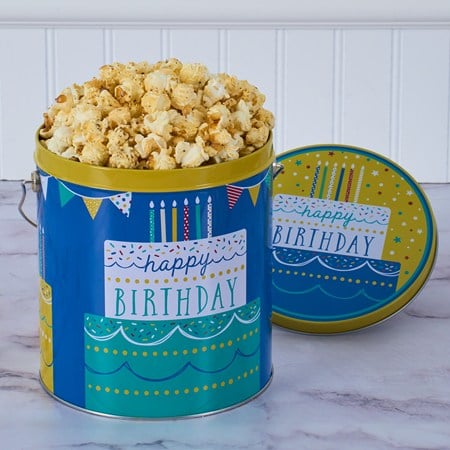 Happy Birthday Salt and Pepper Popcorn Tin