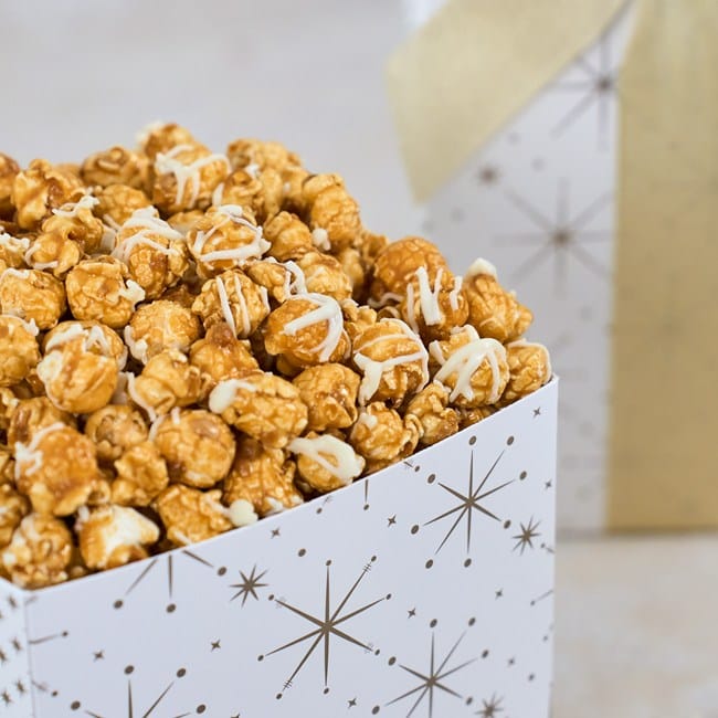 Classic Christmas White Chocolate Caramel Popcorn Gift