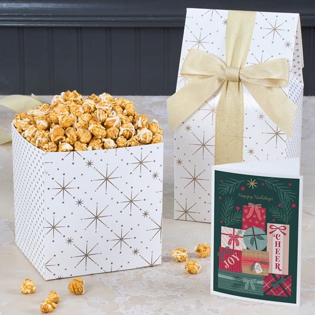 Classic Christmas White Chocolate Caramel Popcorn Gift