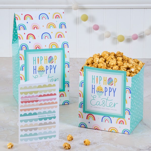 Easter Sticker - Happy Hoppy Easter, Yellow, Round                                                   