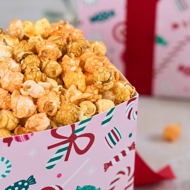 Happy Holidays Mixed Cheesy Cheddar and Caramel Popcorn Gift