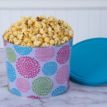 Jubilee Floral Salt and Pepper Popcorn Tin - 2 Gallon