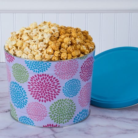 Jubilee Floral Mixed Kettle and Caramel Popcorn Tin - 2 Gallon