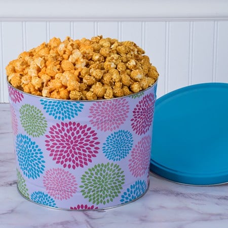 Jubilee Floral Mixed Cheddar and Caramel Popcorn Tin - 2 Gallon