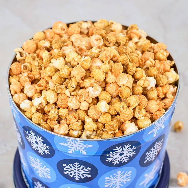Winter Wishes Cheesy Cheddar and Caramel Popcorn Duo 3.5 Gallon Experience