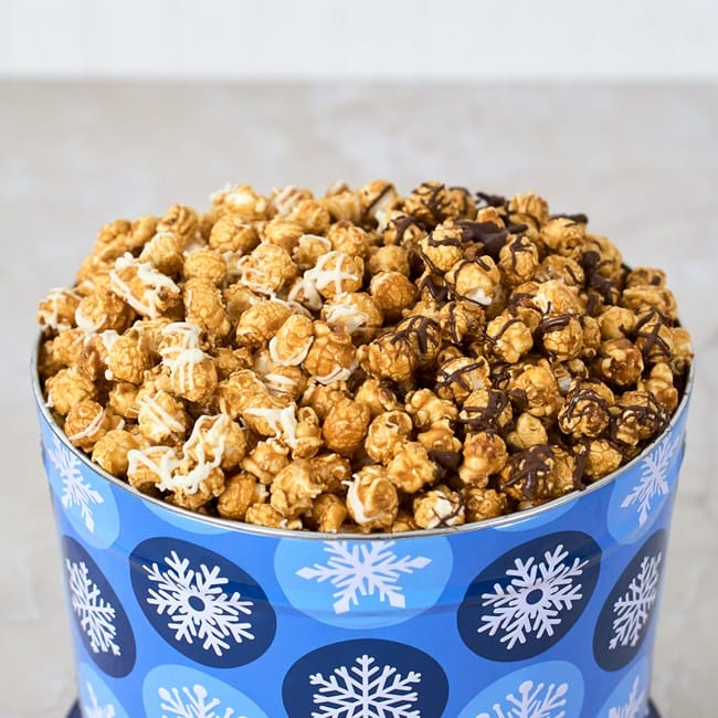 Winter Wishes Chocolate Drizzled Caramel Popcorn Duo 3.5 Gallon Experience