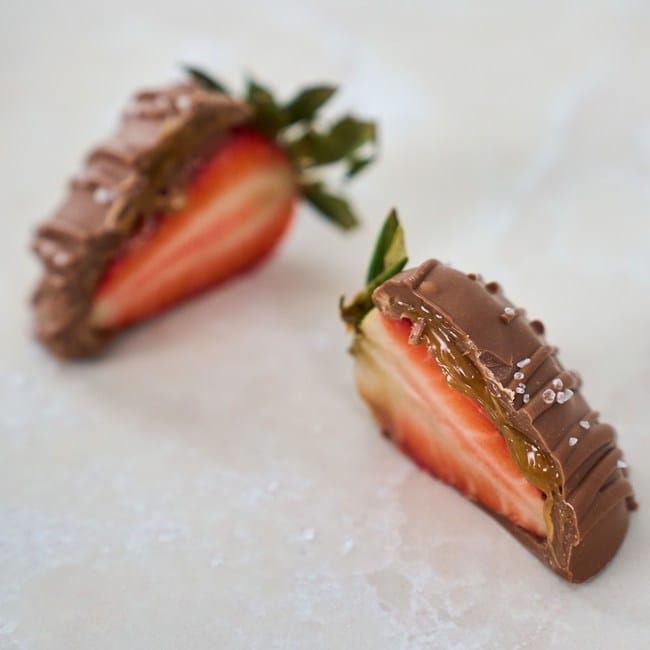 Sea Salt Caramel & Milk Chocolate Covered Strawberries