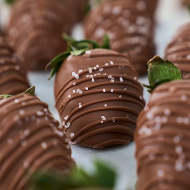 Sea Salt Caramel & Milk Chocolate Covered Strawberries